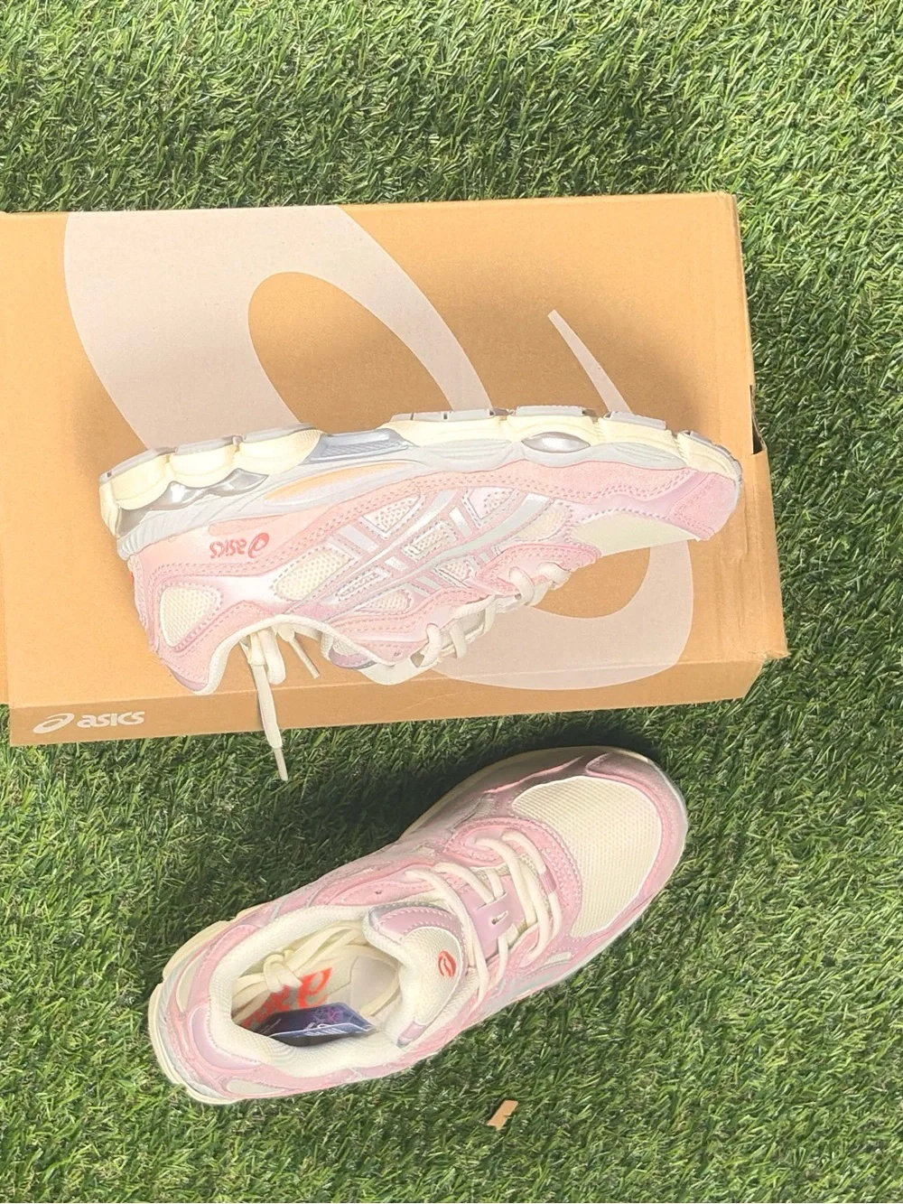ASICS Women's Pink and Cream Athletic Sneakers